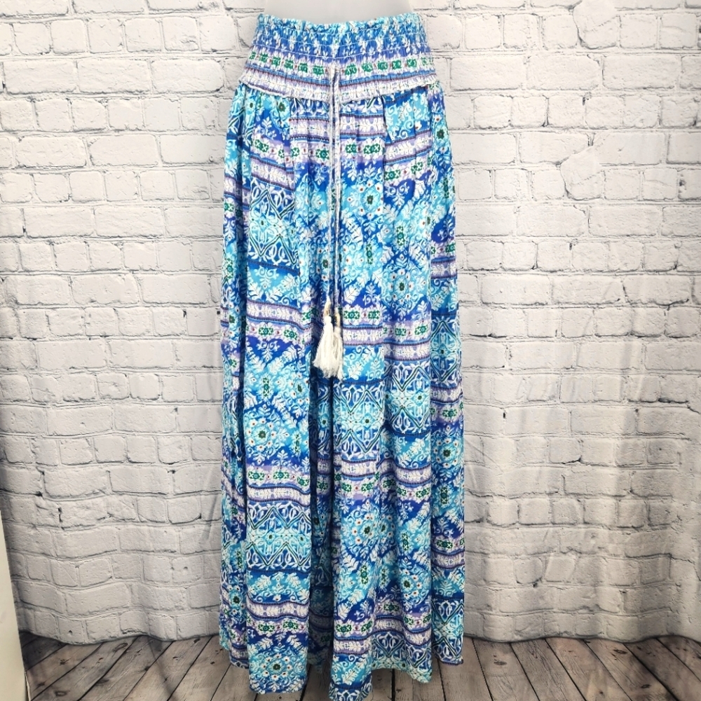 True Destinations Size S Blue Patterned Wide Leg … - image 1
